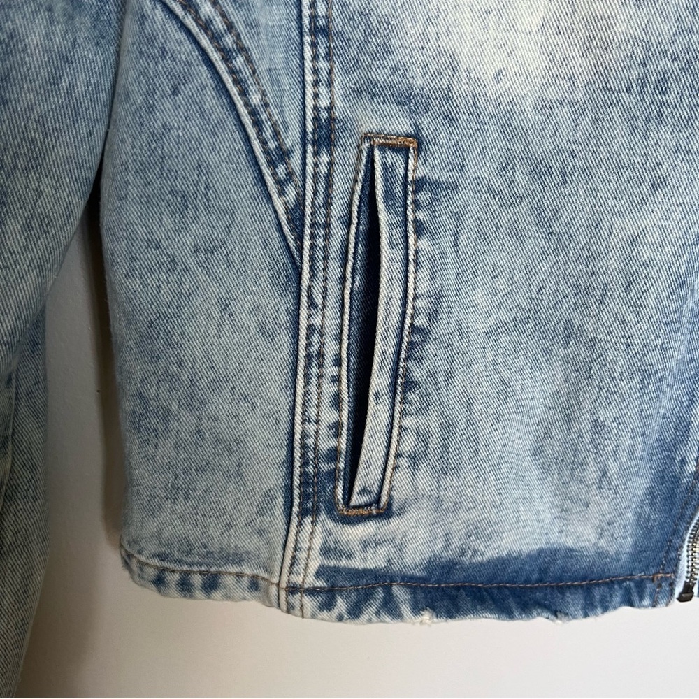 Floral Embroidered Light Blue Jean Jacket - Picture 12 of 16